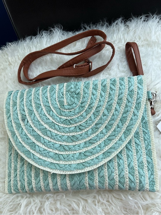 Handbags - Mint Braided Crossbody 3-way Bag with Tan Strap